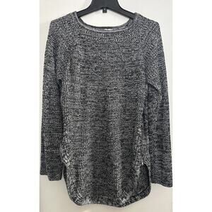 Caren Sport Sweater Women’s 1X Black White Long Sleeve Soft Knit Zipper Side